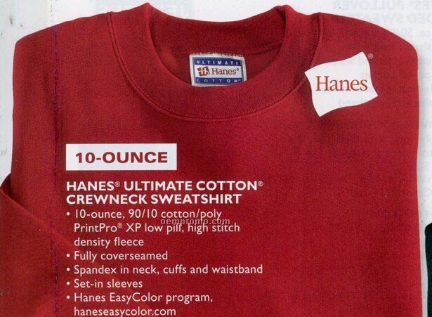 Hanes Adult 90/ 10 Ultimate Cotton Crew Neck Sweatshirt (S-3xl)
