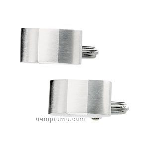 Gents' Stainless/ Sterling Silver Steel Cuff Link (Rectangle)