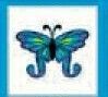 Stock Temporary Tattoo - Blue Butterfly With Hook Wings (2"X2")