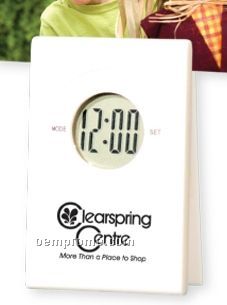 White Lcd Countdown Timer Clock W/ Memo Holder (Printed)