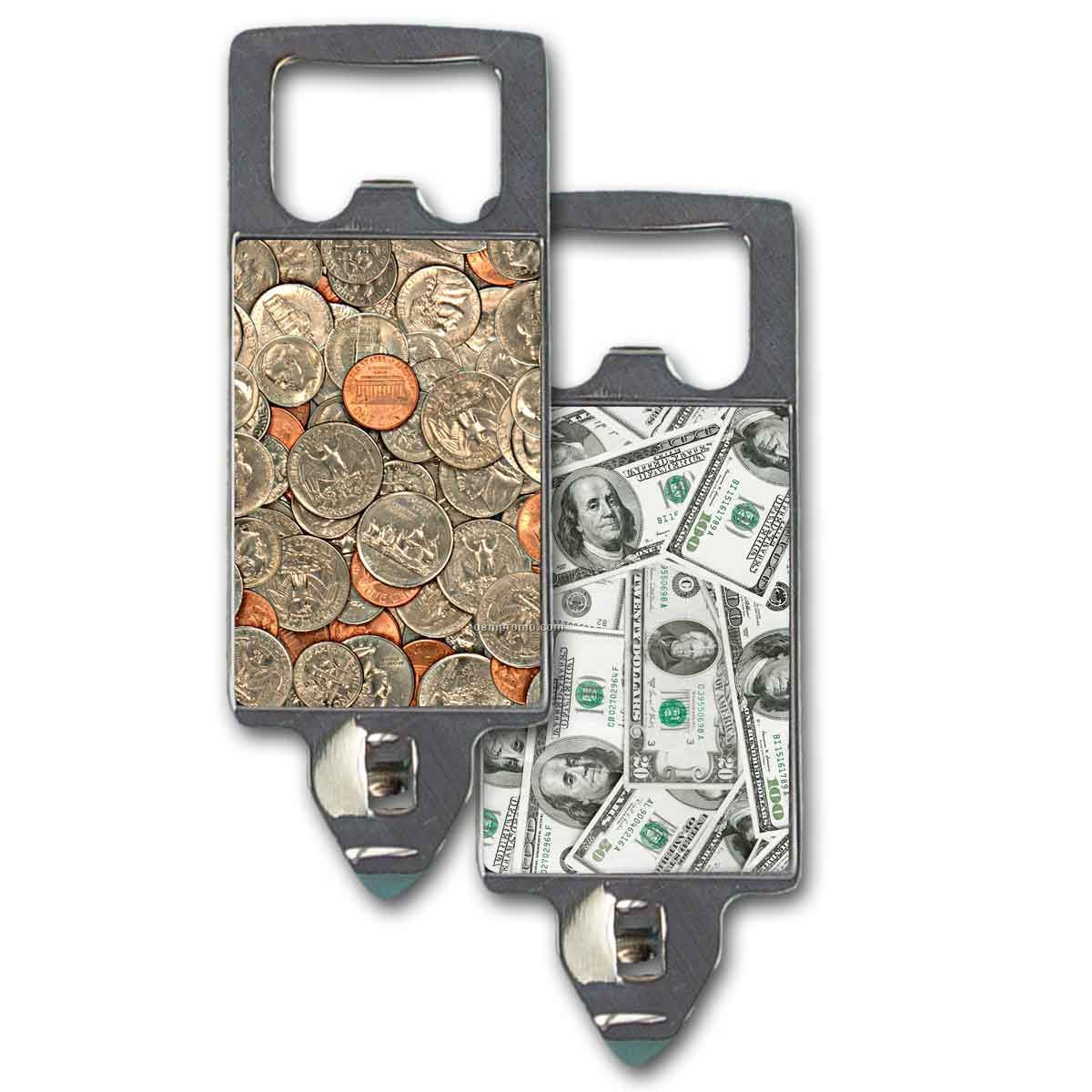 2 In 1 Can And Bottle Opener W/ Animated Dollars And Cents Images (Blank)