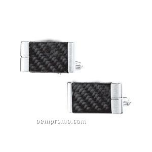 Gents' Sterling Silver Carbon Cuff Link (Rectangle)