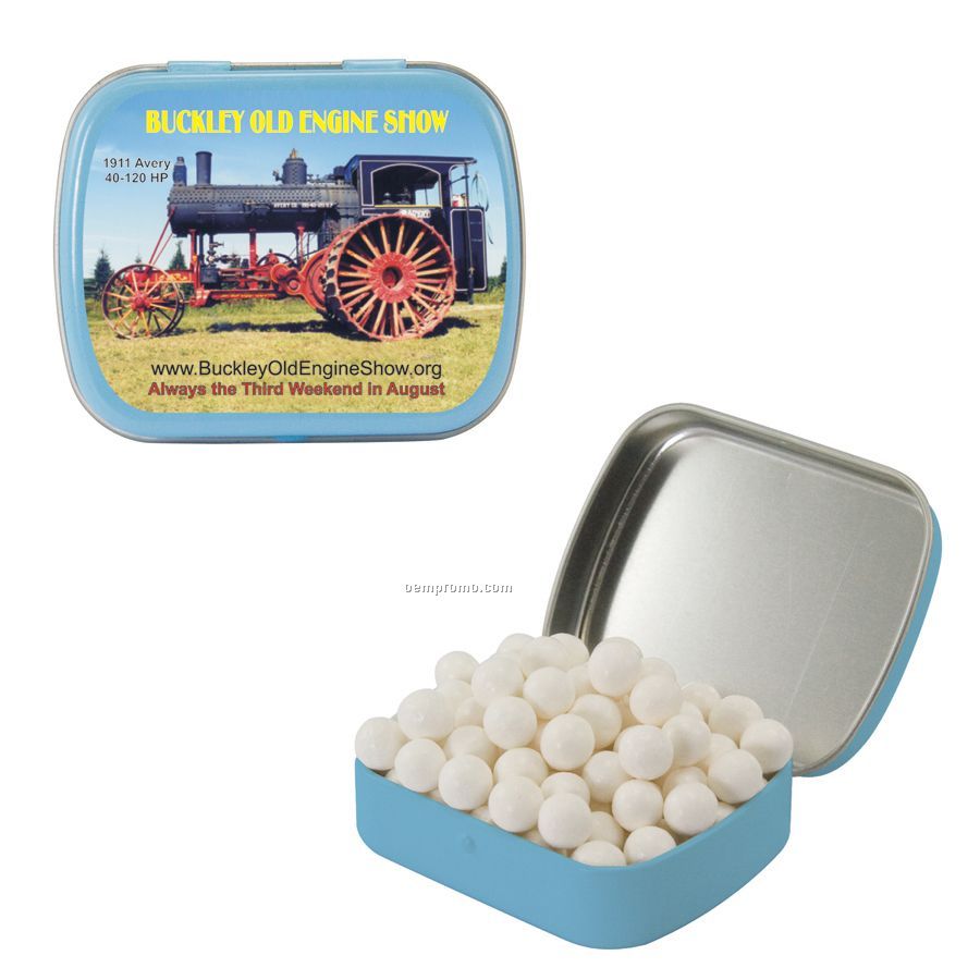 Small Light Blue Mint Tin Filled With Signature Peppermints