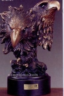 Copper Finish Double Eagle Head Trophy On Round Base (5.5"X8")