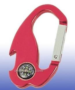 Locking Carabiner W/Compass & Bottle Opener