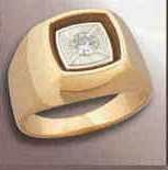 Men's 10k Gold Square Ring With Stone Inset