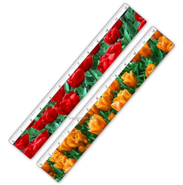 Ruler W/ Rose / Tulip Flowers Lenticular Flip Effect (Blanks)