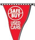 60' Plasticloth Authorized Dealer Pennants - Safe Buy/Used Cars