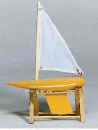 Wooden Sailboat W/ Wood Stand