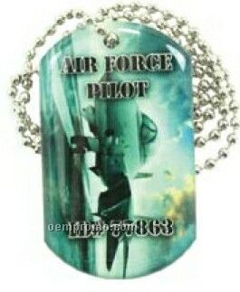 Dog Tag With Cell Phone Charm Attachment And Single Sided Dome