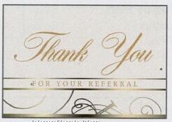 White Thank You For Your Referral 3 1/2