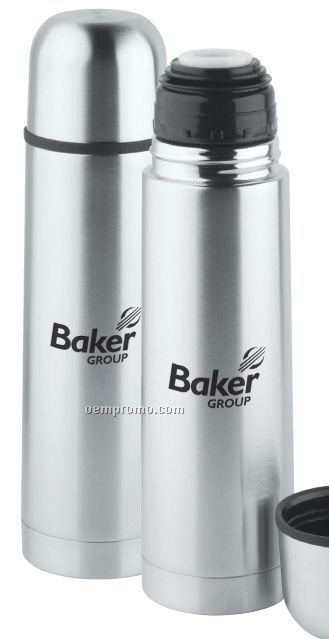 16 Oz. Silver Stainless Steel Vacuum Bottle W/ Carry Case