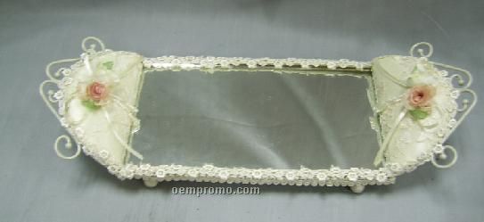 Lace-accented Vanity Tray & Mirror