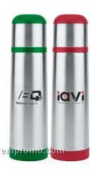 16 Oz. Silver Stainless Steel Vacuum Bottle W/ Rubber Accents