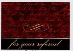 Red Thank You For Your Referral 3 1/2"X5" Everyday Greeting Card