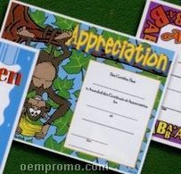 Appreciation Stock Certificate W/ Monkey And Bananas