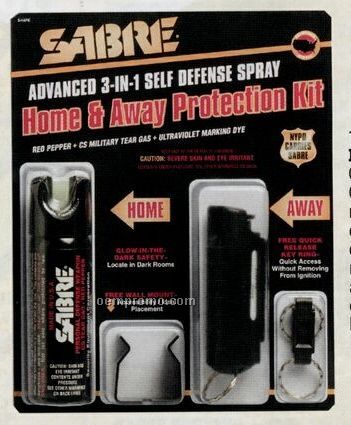 Sabre 3-in-1 Home & Away Self Defense Pepper Spray Kit W/ Keychain