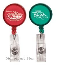 Round Retractable Badge Holder W/ Slide On Clip - 1 Color