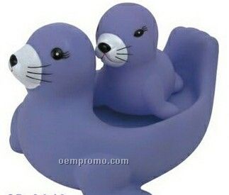 2 Piece Big Rubber Sea Lion Family Toy