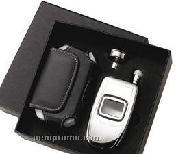 3 Oz. Cell Phone Flask W/ Funnel & Leather Pouch