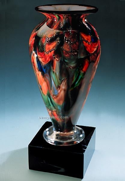 Autumn Splash Athena Vase W/ Marble Base (3.25"X7.5")