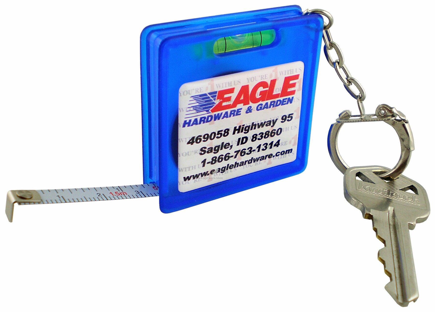 Domed Measuring Tape & Level Keychain