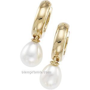 Ladies' 14kw 7-1/2x6-3/4 Cultured Pearl Earring