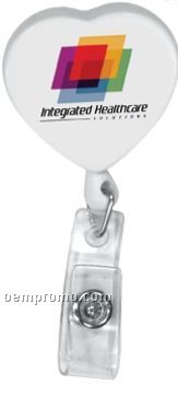 Retractable Heart Badge Holder - Full Color Digital