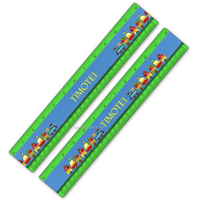 Ruler W/ Fruit Train Lenticular Animation (Imprint)