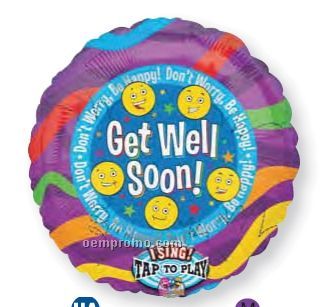 28" Singing Get Well Soon Bouncing Face Balloon