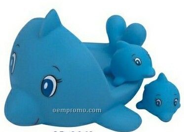 3 Piece Big Rubber Dolphin Family Toy