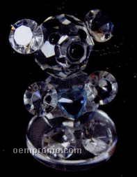 Optic Crystal Blue Heart Bear Figurine - Mini