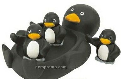 4 Piece Big Rubber Penguin Family Toy