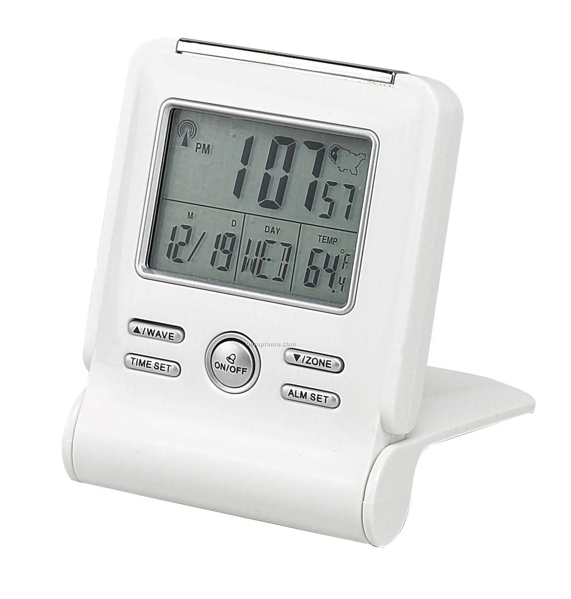 Atomic Travel Alarm Clock - White