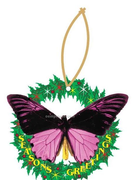 Black & Purple Butterfly Wreath Ornament W/ Mirrored Back (10 Square Inch)