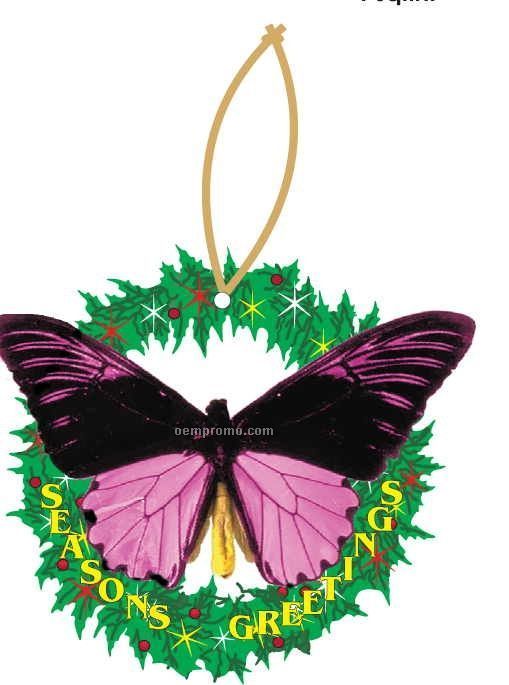 Black & Purple Butterfly Wreath Ornament W/ Mirrored Back (12 Square Inch)