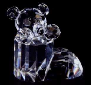 Optic Crystal Bear In The Shoe Figurine