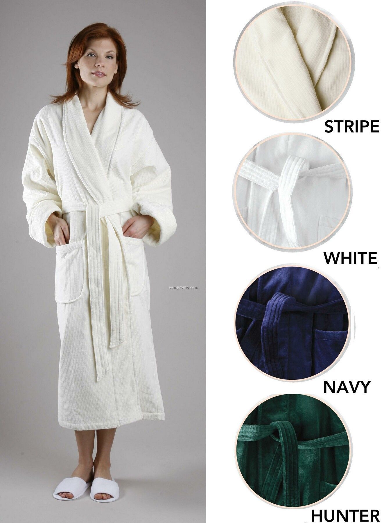 50" Luxury Rolled Cuff Velour Premier Hotel Shawl Collar Robe(Osfm