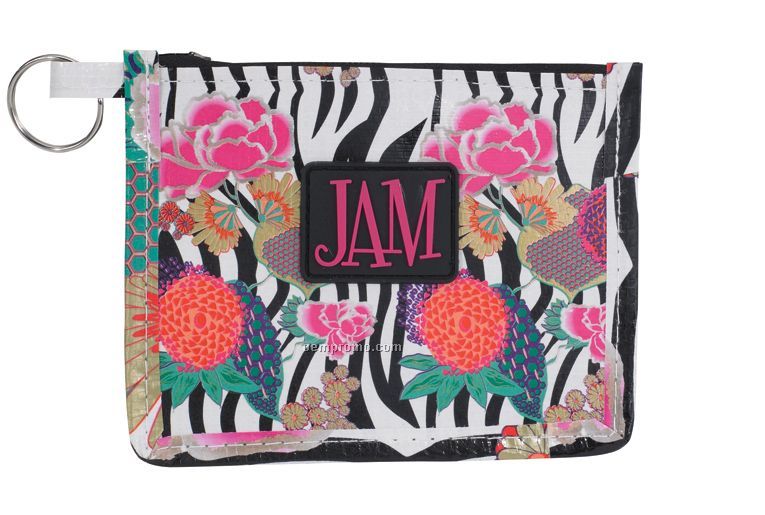 Jam Poly Id Pouch - Asian Floral Pattern