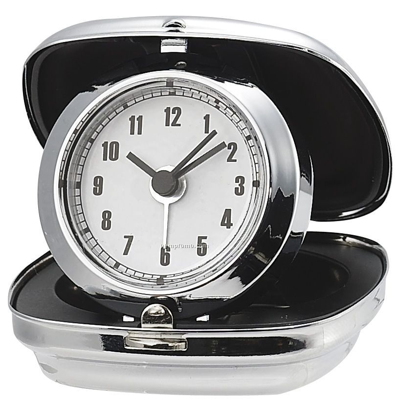Silver Travel Foldable Alarm Clock - 2-3/4"X2-3/4"X1"