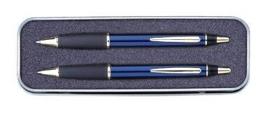 Taurus Blue Translucent Metallic Ballpoint Pen & Pencil Gift Set