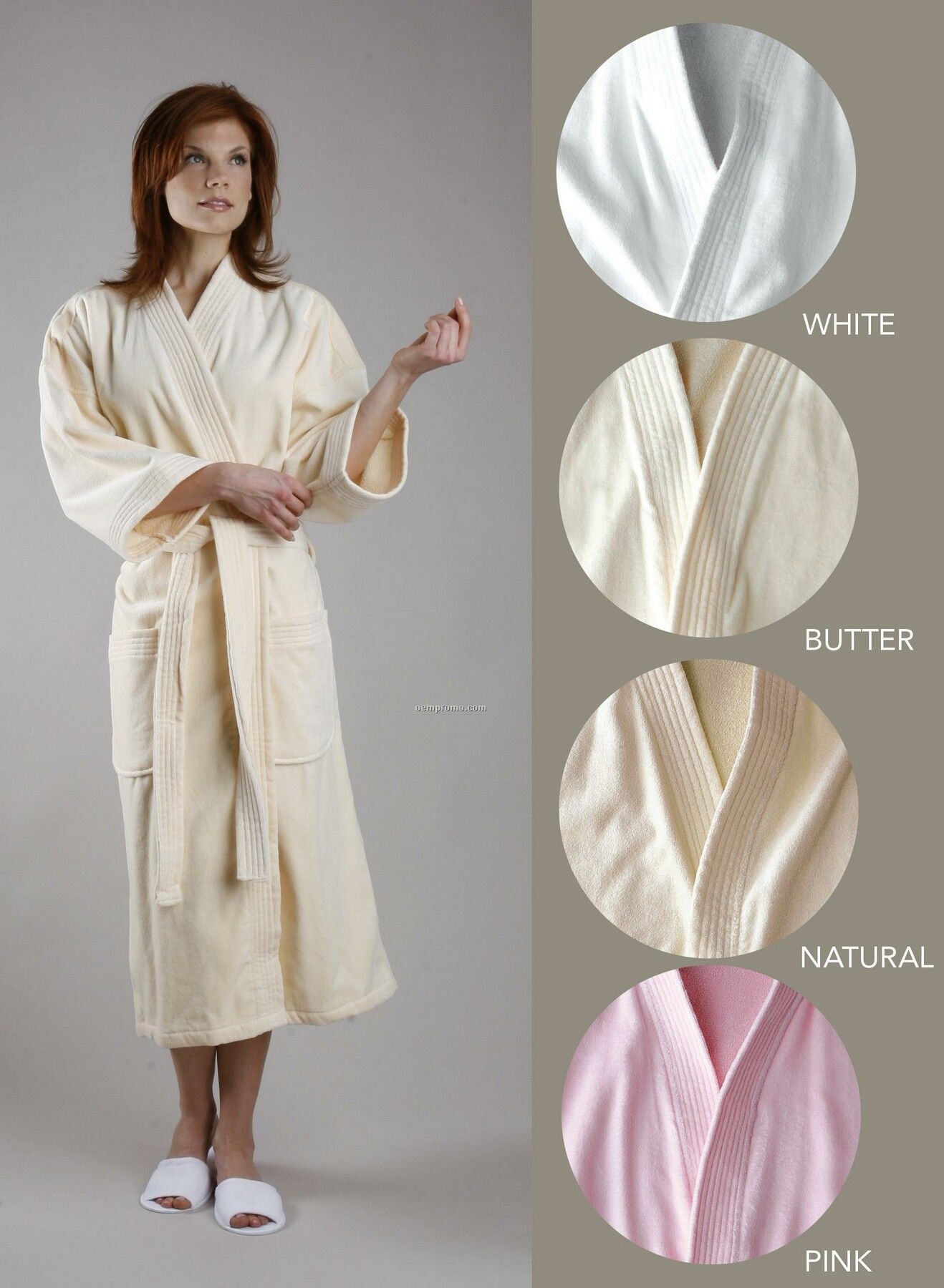 48" Luxury Hotel Velour Kimono Robe (Osfm)