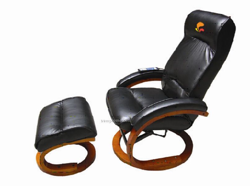 Massage Chair W/Rounded Wood Trim & Separate Foot Rest
