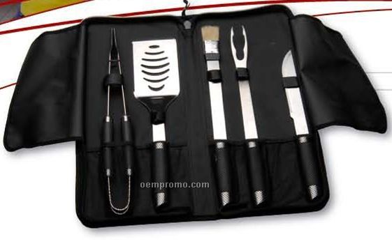 6 Piece Geminis Barbecue Set In Travel Wrap