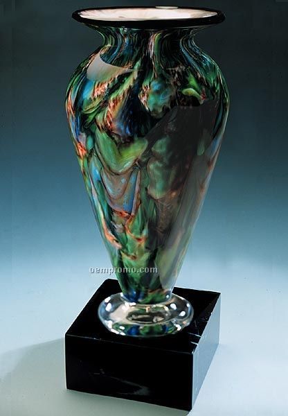 Jade Glen Athena Vase W/ Marble Base (4.5"X11.75")