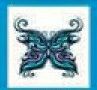 Stock Temporary Tattoo - Teal Green & Purple Tribal Butterfly 18 (2"X2")