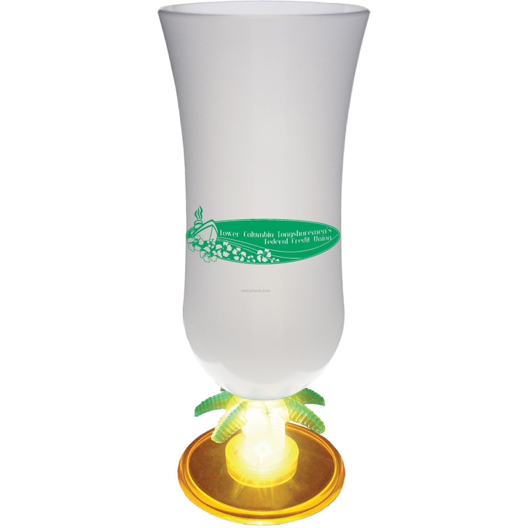 15 Oz. Lighted Palm Tree Stem Hurricane Glass