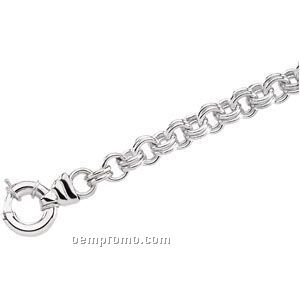 Ladies' 8" Sterling Silver 12-1/2mm Double Curb Bracelet