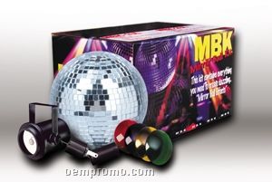 Silver 8" Disco Mirror Ball Kit W/ Pin Spotlight & Color Gels