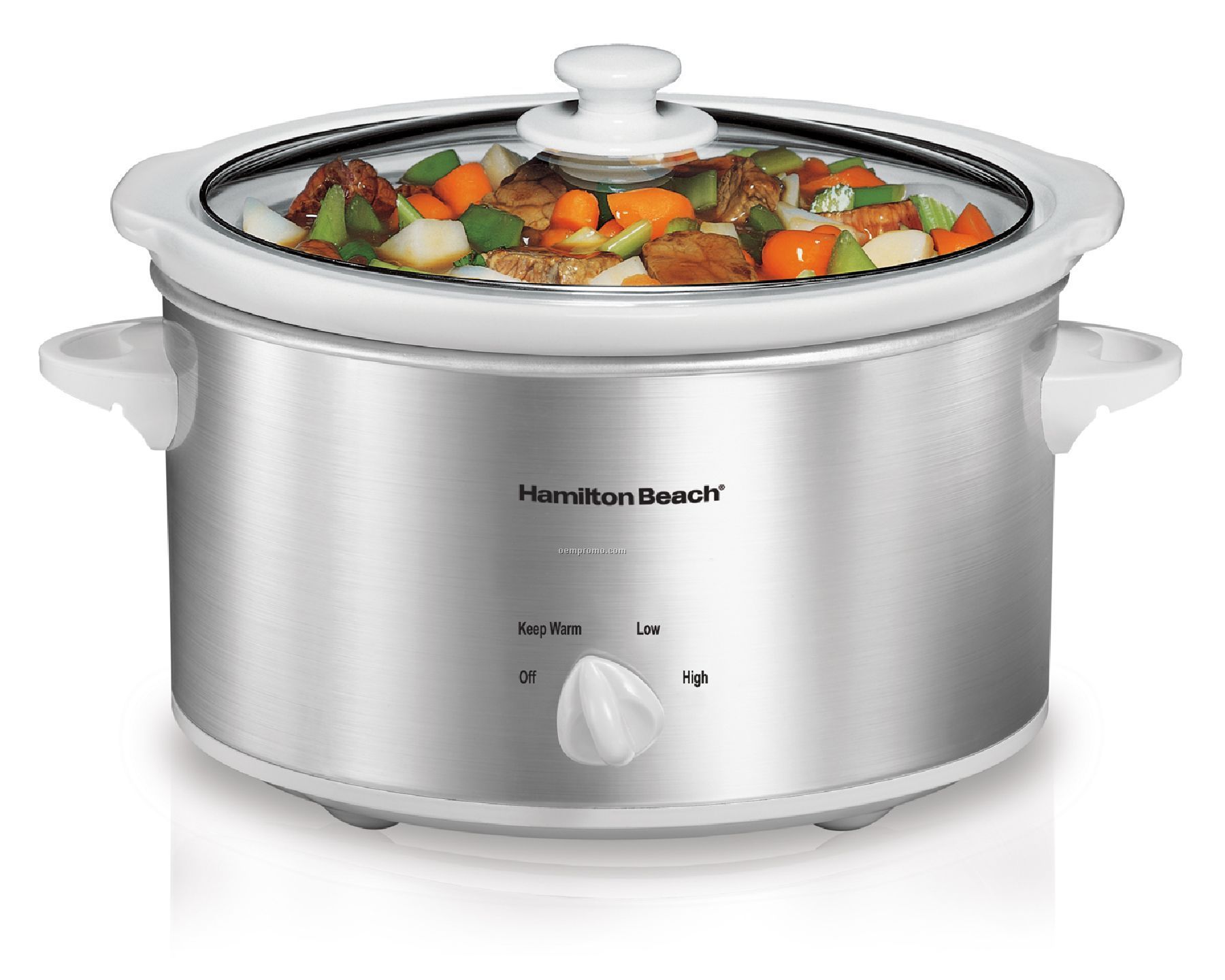 Hamilton Beach - Slow Cookers - 4 Qt. Oval White & Stainless Wrap